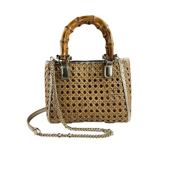 Lilly Pulitzer 'Adrian' Beige Cane Mini Bag - Picture 2 of 9